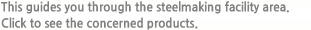 This guides you through the steelmaking facility area. Click to see the concerned products. 